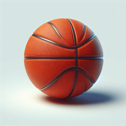A Basketball.
Single Game Texture.  In-Game asset.  2d.  Blank background.  High contrast.  No shadows