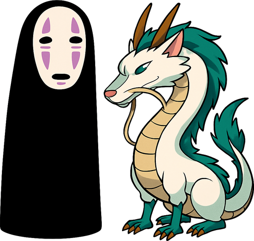 River spirits characters from movie "spirited a way". HD colors..
In-Game asset.  2d.  High contrast.  No shadows