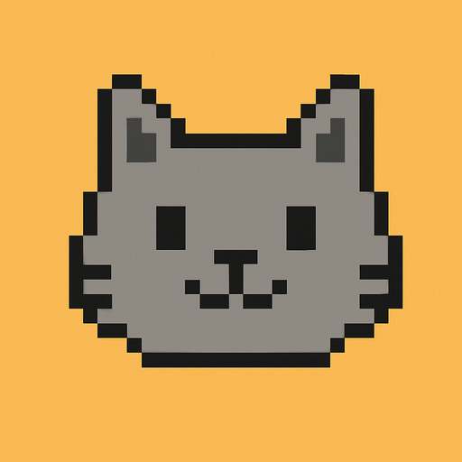 pixel art 2D cat head.
In-Game asset.  2d.  High contrast.  No shadows