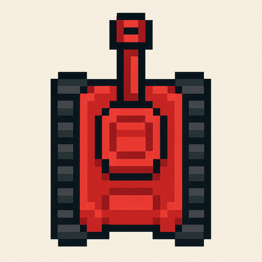red tank pixel art top down.
In-Game asset.  2d.  High contrast.  No shadows