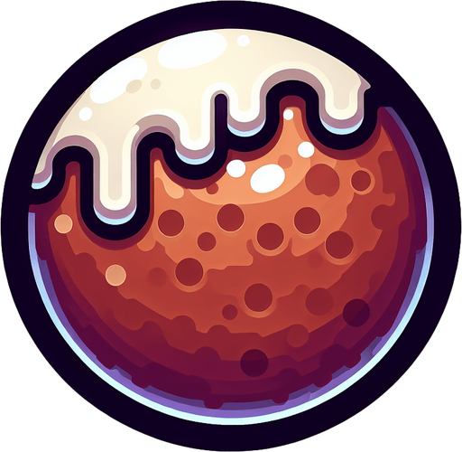 A meat ball.
Single Game Texture. In-Game asset. 2d. Blank background. High contrast. No shadows.