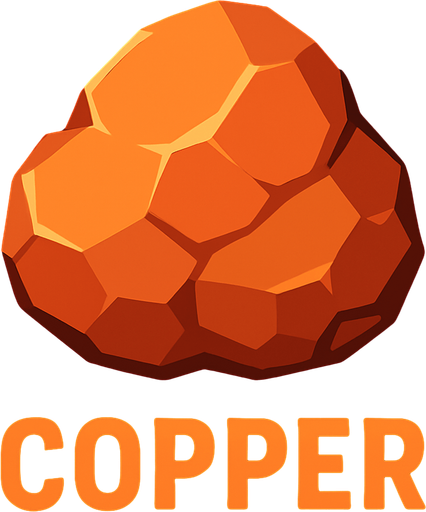 Copper.
In-Game asset.  2d.  High contrast.  No shadows