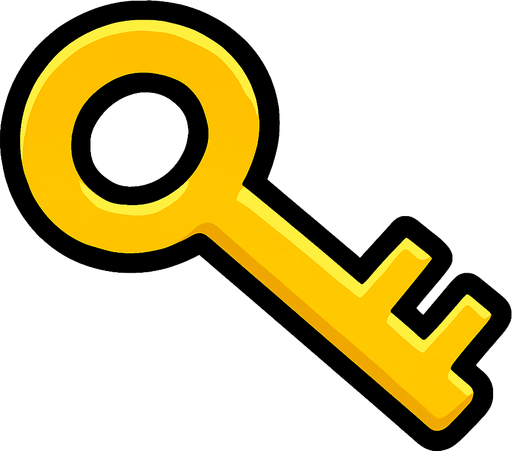 yellow key.
In-Game asset.  2d.  High contrast.  No shadows