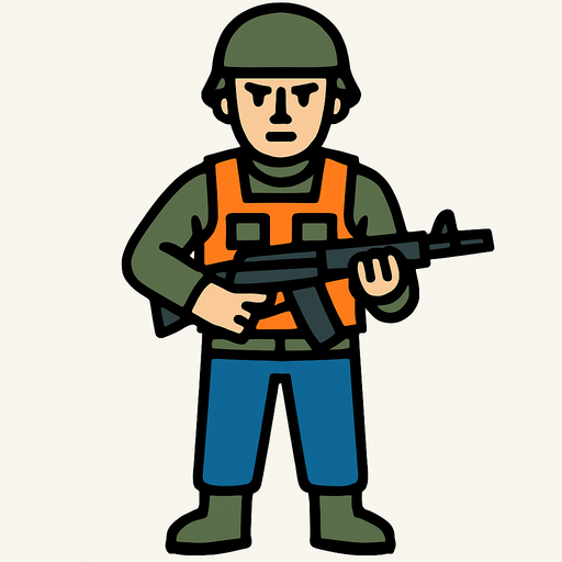 soldier character.
In-Game asset.  2d.  High contrast.  No shadows