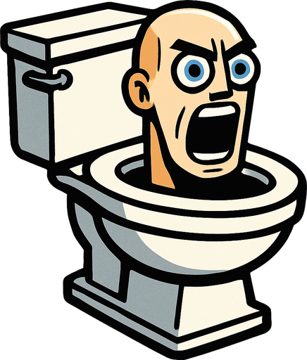 Skibidi toilet.
In-Game asset.  High contrast.  No shadows