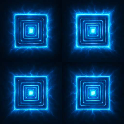 2x2 Sprite Sheet of futuristic blue energy square.
Seen from above.