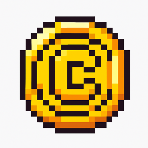 moneda de pixeles.
In-Game asset.  2d.  High contrast.  No shadows