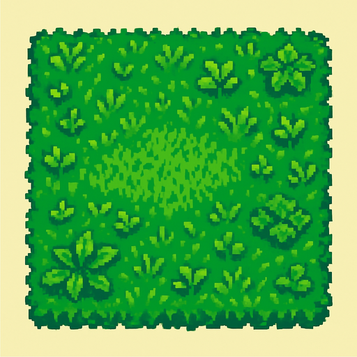 arazi pxelart sadece yeşillikle dolu.
In-Game asset.  2d.  High contrast.  No shadows