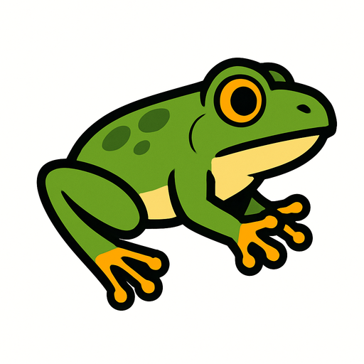 buat gambar frogg side scrolling siap melompat.
In-Game asset.  2d.  High contrast.  No shadows