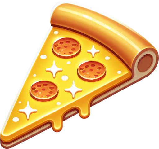a slice of pizza on a transparent background, predominantly yellow. Slice of pizza.
Single Game Texture. In-Game asset. 2d. Blank background. High contrast. No shadows.