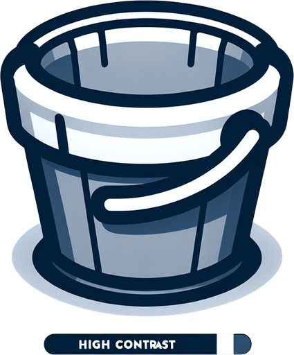 Bucket.
Single Game Texture.  In-Game asset.  Blank background.  High contrast.  No shadows
