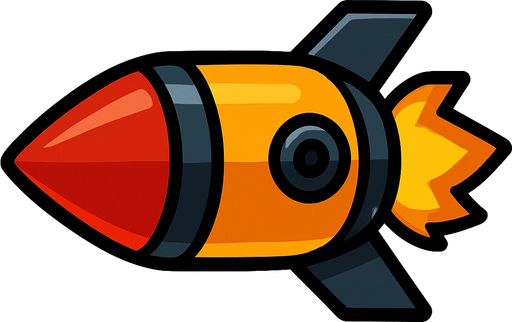 jetpack joyride style missile, horizontally facing left.
In-Game asset.  2d.  High contrast.  No shadows