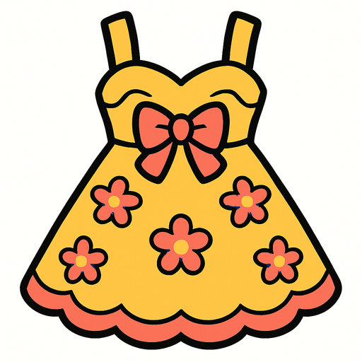 cute designer dress top view..
In-Game asset.  2d.  High contrast.  No shadows