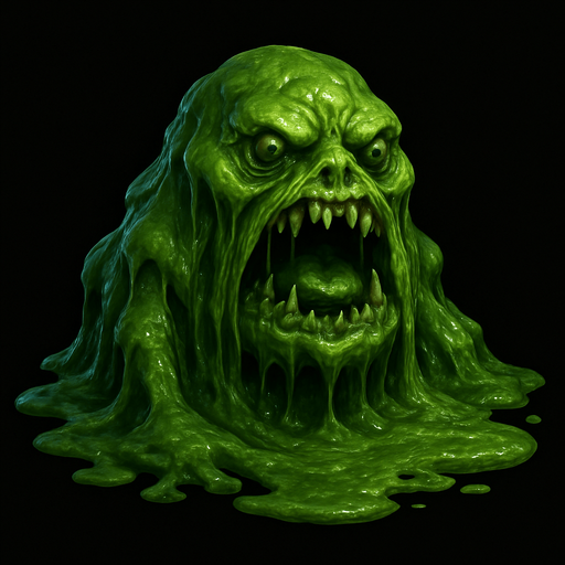 realistic slime monster.
In-Game asset.  2d.  High contrast.  No shadows