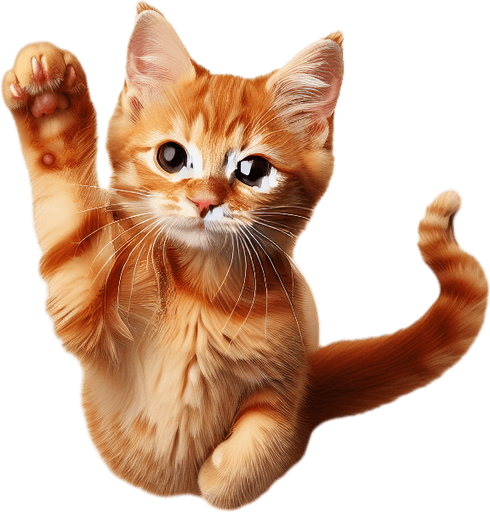 ginger cat-arm slightly bent, top view.