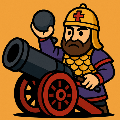 Animasyon çizgi dizi tarzında bizans topçusu.
In-Game asset.  2d.  High contrast.  No shadows