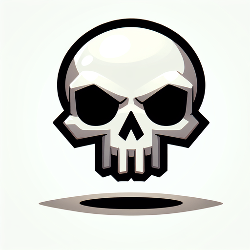 a skull. cartoon.
Single Game Texture.  In-Game asset.  2d.  Blank background.  High contrast.  No shadows