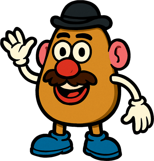 Mr patates human.
In-Game asset.  2d.  High contrast.  No shadows