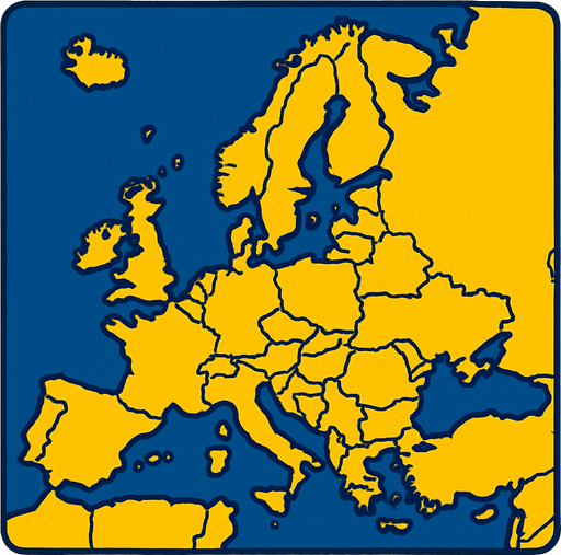 Map over Europe.
In-Game asset.  2d.  High contrast.  No shadows