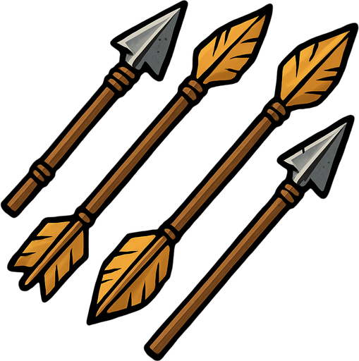 arrows like they were used in the middle ages real life battles.
In-Game asset.  2d.  High contrast.  No shadows