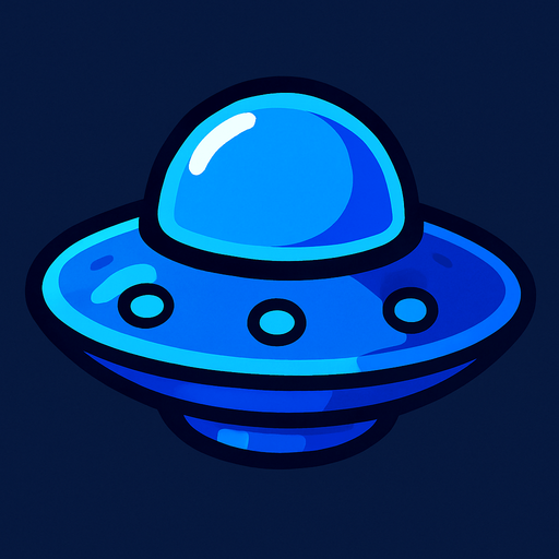mavi ufo.
In-Game asset.  2d.  High contrast.  No shadows