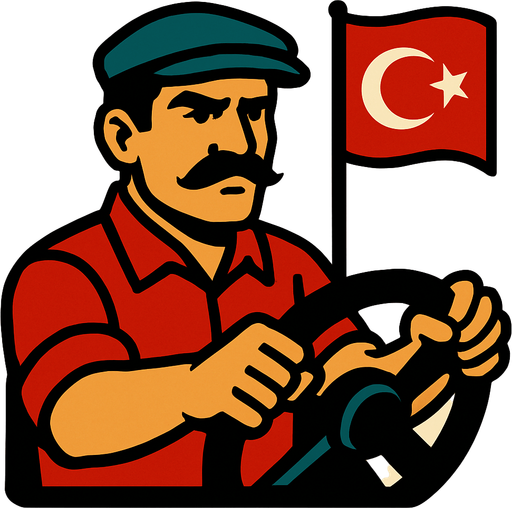 türk milliyetçisi  şöför.
In-Game asset.  2d.  High contrast.  No shadows