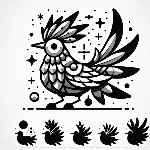 A bird with pointy stuff on it.
Single Game Texture.  In-Game asset.  2d.  Blank background.  High contrast.  No shadows