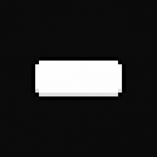 a minimalistic pixel button, no text on it, just the buton. White..
In-Game asset.  2d.  High contrast.  No shadows