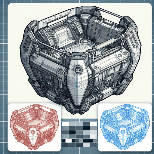 a robotic basket with high contrast.
Single Game Texture.  In-Game asset.  2d.  Blank background.  High contrast.  No shadows