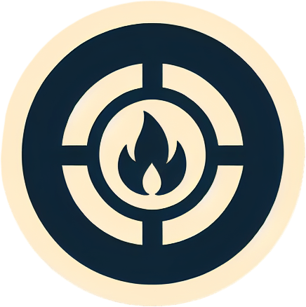 Minimal Ui icon of target sign on a fire icon..
sand background