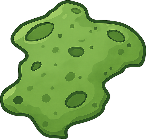 green meteorite. No background. Transparent background. Blank background. No shadows. 2d. In-Game asset. flat