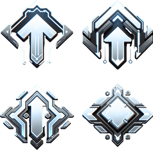 A set of dynamic, futuristic arrow indicators designed for a top-down 2D game. Each arrow is sleek and glowing, with a minimalistic design to fit a sci-fi aesthetic. The set includes four arrows pointing in cardinal directions: up, down, left, and right. These arrows have a subtle animated glow effect and are designed to overlay on a game floor to indicate navigable doorways after clearing a room. They are semi-transparent to avoid obstructing the gameplay view..
Single Game Texture. In-Game asset. 2D. Blank background. High contrast. No shadows. Includes four glowing arrows for cardinal directions (up, down, left, right). Designed for overlay on the game floor, semi-transparent with a glowing effect.