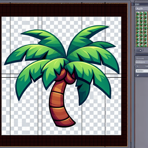 make an image of a cartoon palm tree branch seen from the side

Single Game Texture. In-Game asset. 2d. Blank background. High contrast. No shadows.