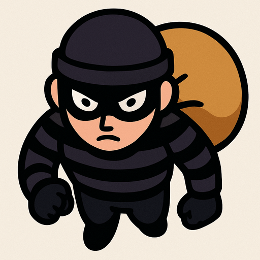 topdown thief.
In-Game asset.  2d.  High contrast.  No shadows