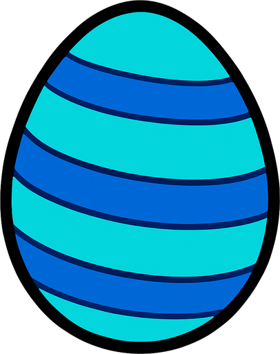 A Cyan egg with Blue Stripes.
In-Game asset.  2d.  High contrast.  No shadows