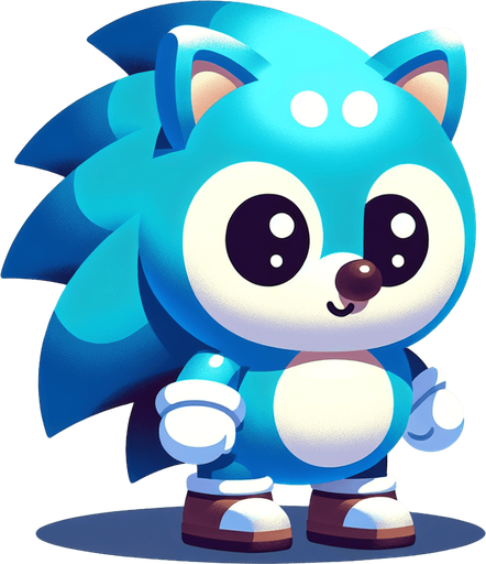 Baby Sonic.
Single Game Texture. In-Game asset. 2d. Blank background. High contrast. No shadows.