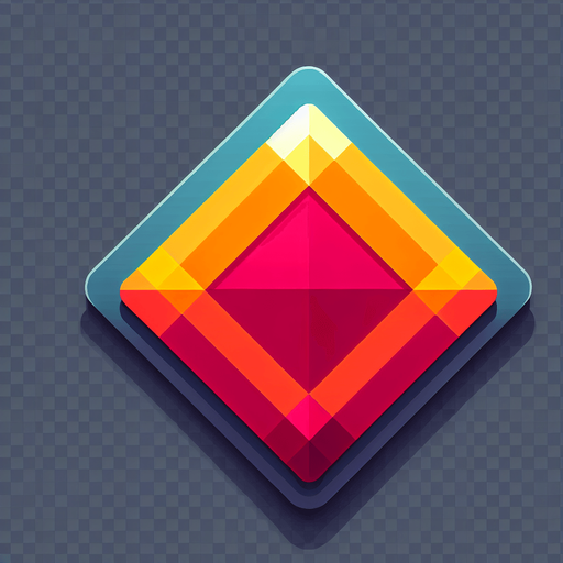 Simple flat icon, 200x200pixels, one bright color romb with border. No shadows, top down view, transparent background.
Single Game Texture. In-Game asset. 2d. Blank background. High contrast. No shadows.