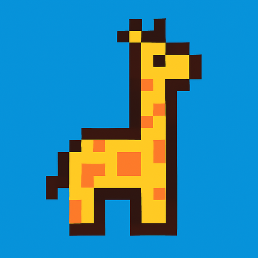 Giraffe 8 bit.
In-Game asset.  2d.  High contrast.  No shadows