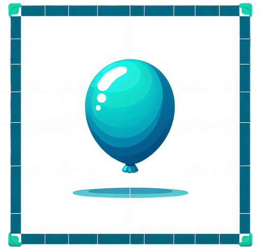 turkuaz renginde balon.
Single Game Texture.  In-Game asset.  2d.  Blank background.  High contrast.  No shadows