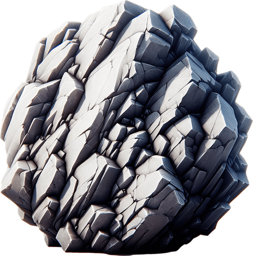 Rock.
Single Game Texture.  In-Game asset.  2d.  Blank background.  High contrast.  No shadows