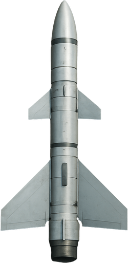 Realistic guided missile seen from above