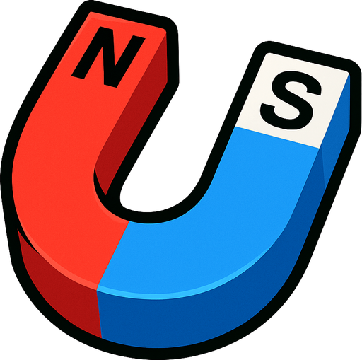 A red and blue Survivor.io style 2D U-shaped (with N and S) magnet made by HABBY PTE. LTD..
In-Game asset.  2d.  High contrast.  No shadows