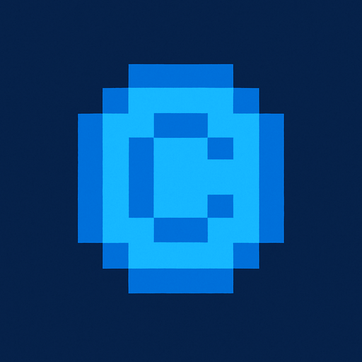 3x3 pixel blue coin.
In-Game asset.  2d.  High contrast.  No shadows. Pixel art. retro arcade