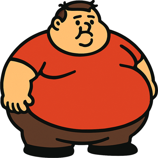 a lot fat.
In-Game asset.  2d.  High contrast.  No shadows