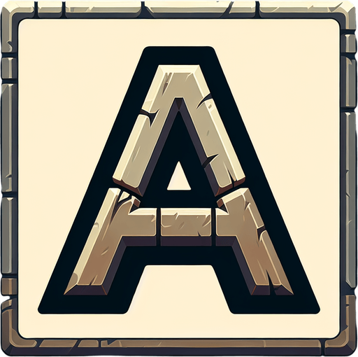 Letter A.
Single Game Texture.  In-Game asset.  2d.  Blank background.  High contrast.  No shadows