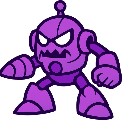 purple robot enemy.
In-Game asset.  2d.  High contrast.  No shadows
