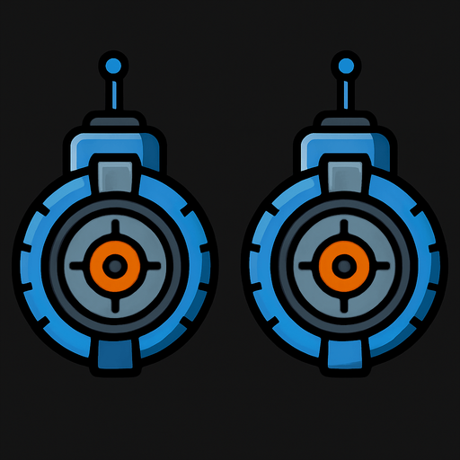 Symmetrical robot wheels.
In-Game asset.  2d.  High contrast.  No shadows