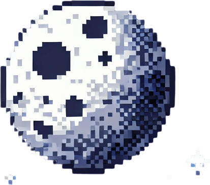 8 bit moon.
Single Game Texture. In-Game asset. 2d. Blank background. High contrast. No shadows.