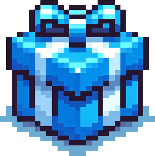 pixel art of a blue christmas present. Single Game Texture. In-Game asset. 2d. Blank background. High contrast. No shadows.