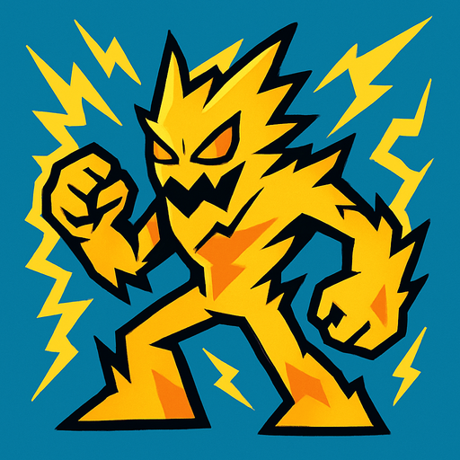 make creature image for electrical elemental name is voltix but dont write name on image.
In-Game asset.  2d.  High contrast.  No shadows